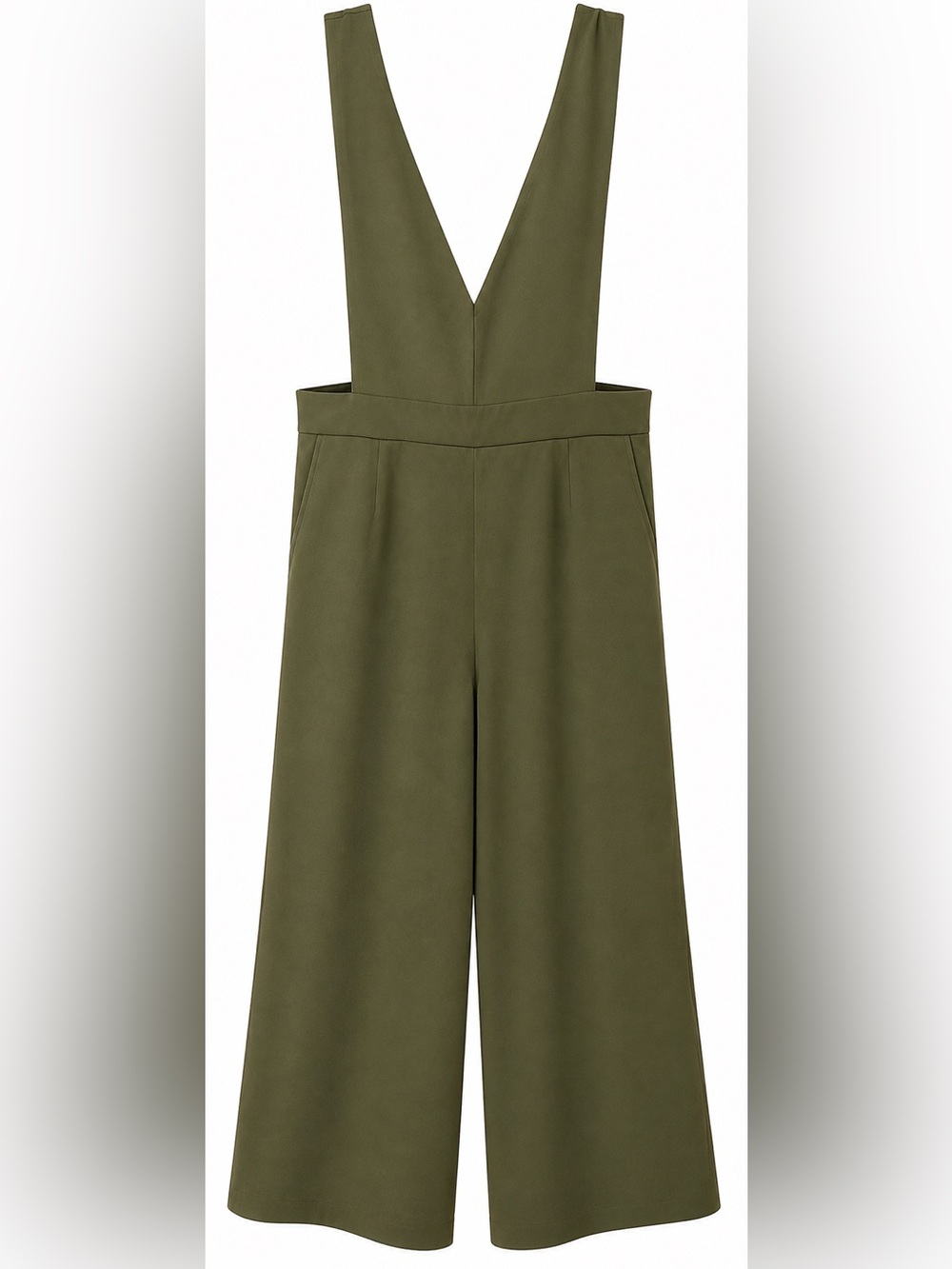 NWT Cupshe XL Olive Green Wide Leg Plunge V-Neck Jumpsuit - Picture 2 of 14